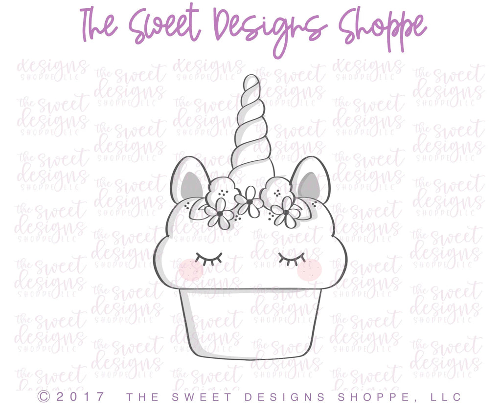 Cookie Cutters - Unicorn Cupcake v2- Cookie Cutter - Sweet Designs Shoppe - - ALL, Birthday, Cookie Cutter, fantasy, Food, Food & Beverages, Kids / Fantasy, Miscelaneous, Promocode, Sweet, Valentines