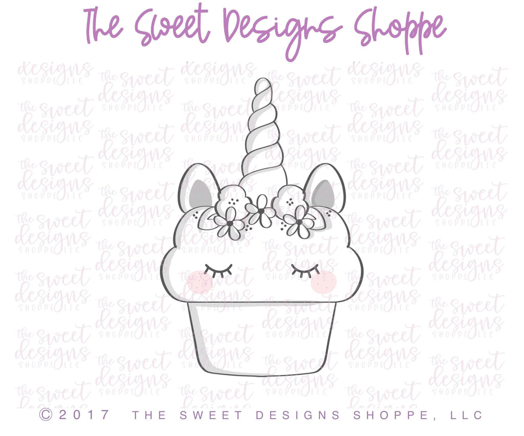 Cookie Cutters - Unicorn Cupcake v2- Cookie Cutter - The Sweet Designs Shoppe - - ALL, Birthday, Cookie Cutter, fantasy, Food, Food & Beverages, Kids / Fantasy, Miscelaneous, Promocode, Sweet, Valentines