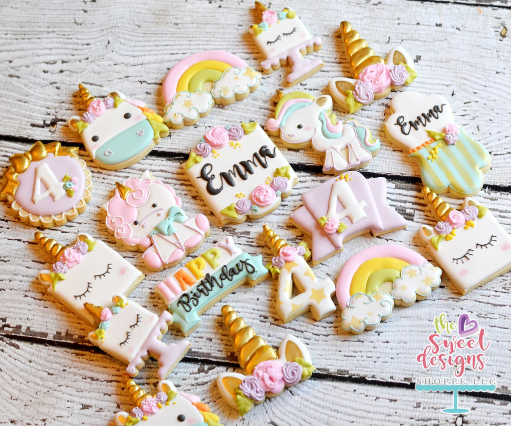 Cookie Cutters - Unicorn Horn with Ears and Flowers - Cookie Cutter - The Sweet Designs Shoppe - TSDS - - ALL,Cookie Cutter,fantasy,floral,flower,Horn,horn with ears,Kids / Fantasy,Promocode,Unicorn,unicorn horn