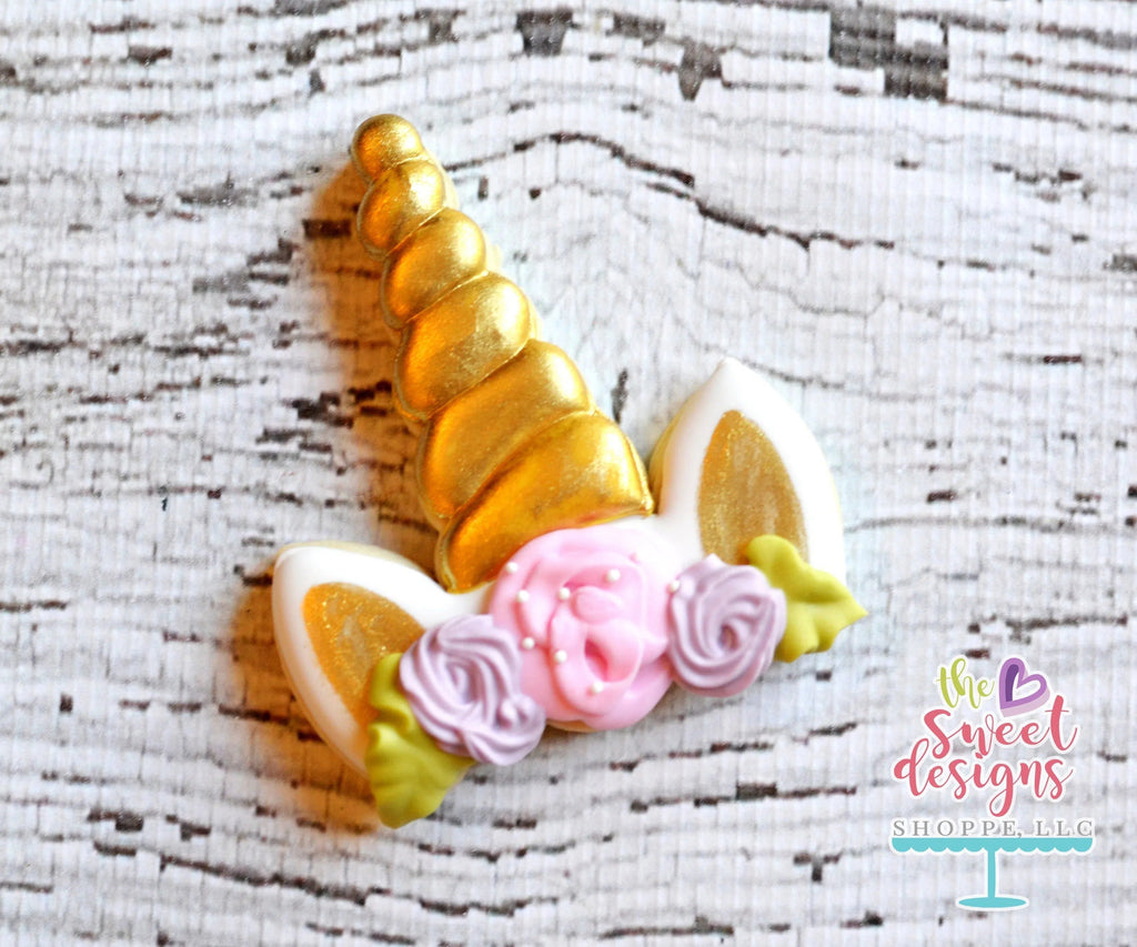 Cookie Cutters - Unicorn Horn with Ears and Flowers - Cookie Cutter - The Sweet Designs Shoppe - - ALL, Cookie Cutter, fantasy, floral, flower, Horn, horn with ears, Kids / Fantasy, Promocode, Unicorn, unicorn horn