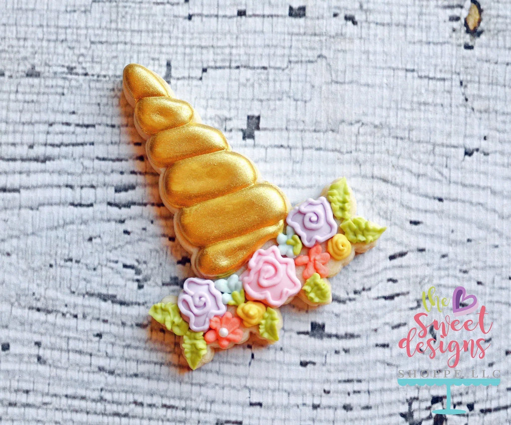 Cookie Cutters - Unicorn Horn with Flowers v2- Cookie Cutter - The Sweet Designs Shoppe - TSDS - - ALL,Cookie Cutter,fantasy,flower,Kids / Fantasy,Promocode,Unicorn