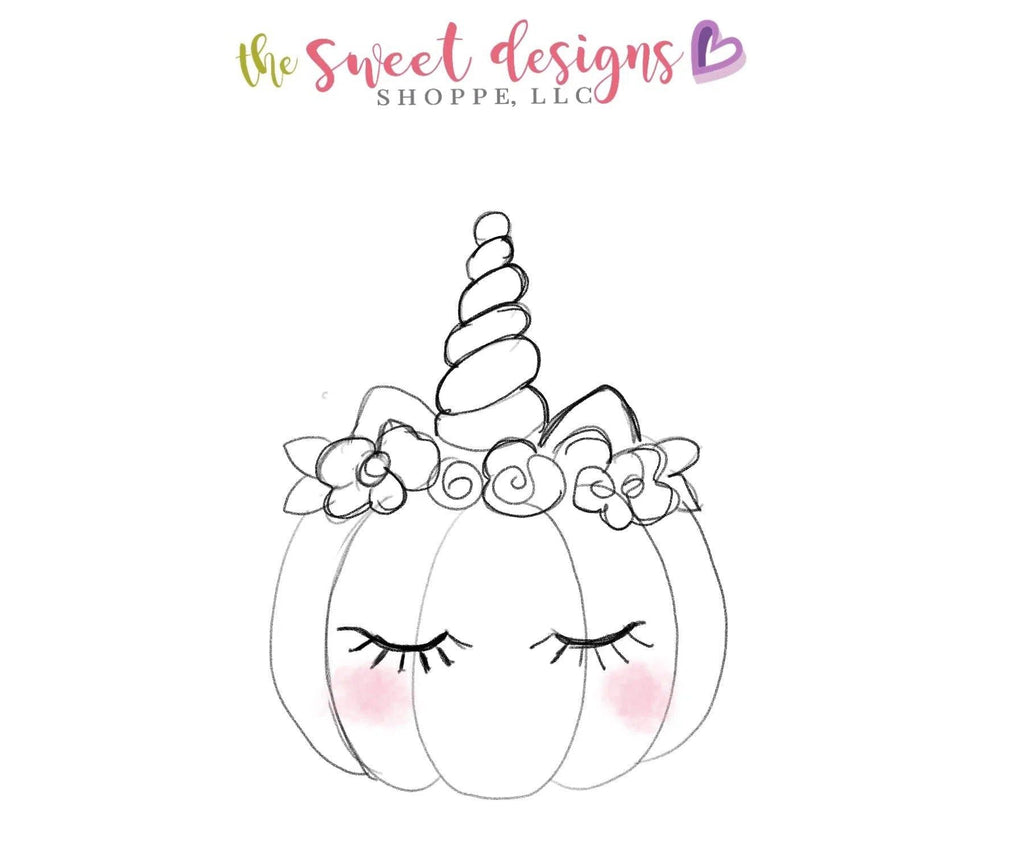 Cookie Cutters - Unicorn Pumpkin v2 - Cookie Cutter - The Sweet Designs Shoppe - TSDS - - ALL,Cookie Cutter,Customize,Fall / Halloween,Fall / Thanksgiving,Fantasy,Food,Food & Beverages,halloween,Kids / Fantasy,Promocode,Pumpkin,trick or treat,Unicorn