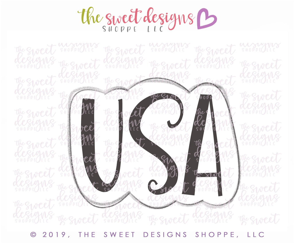 Cookie Cutters - USA Lettering - Cookie Cutter - The Sweet Designs Shoppe - - 4th, 4th July, 4th of July, ALL, Cookie Cutter, fourth of July, Independence, Lettering, New Year, Patriotic, Plaque, Plaques, PLAQUES HANDLETTERING, Promocode, USA