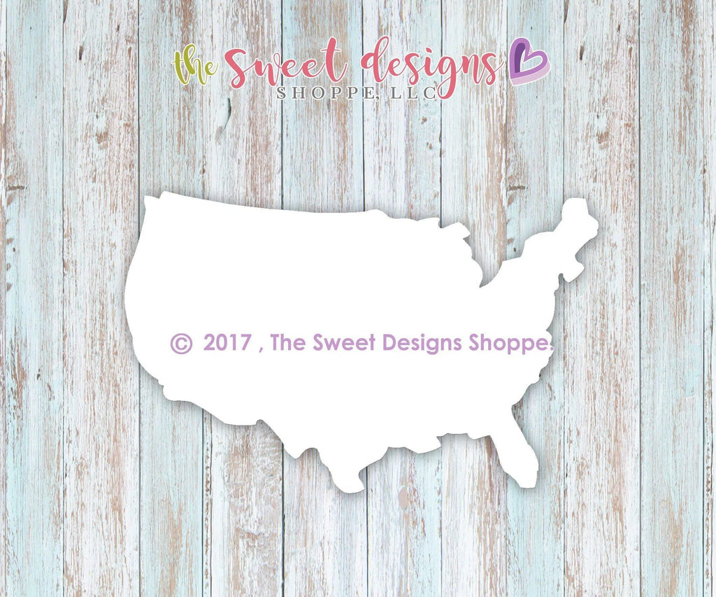 Cookie Cutters - USA Map - Cookie Cutter - The Sweet Designs Shoppe - - 4th, 4th July, 4th of July, ALL, America, Cookie Cutter, fourth of July, Independence, New Year, patriotic, Promocode, Travel, USA