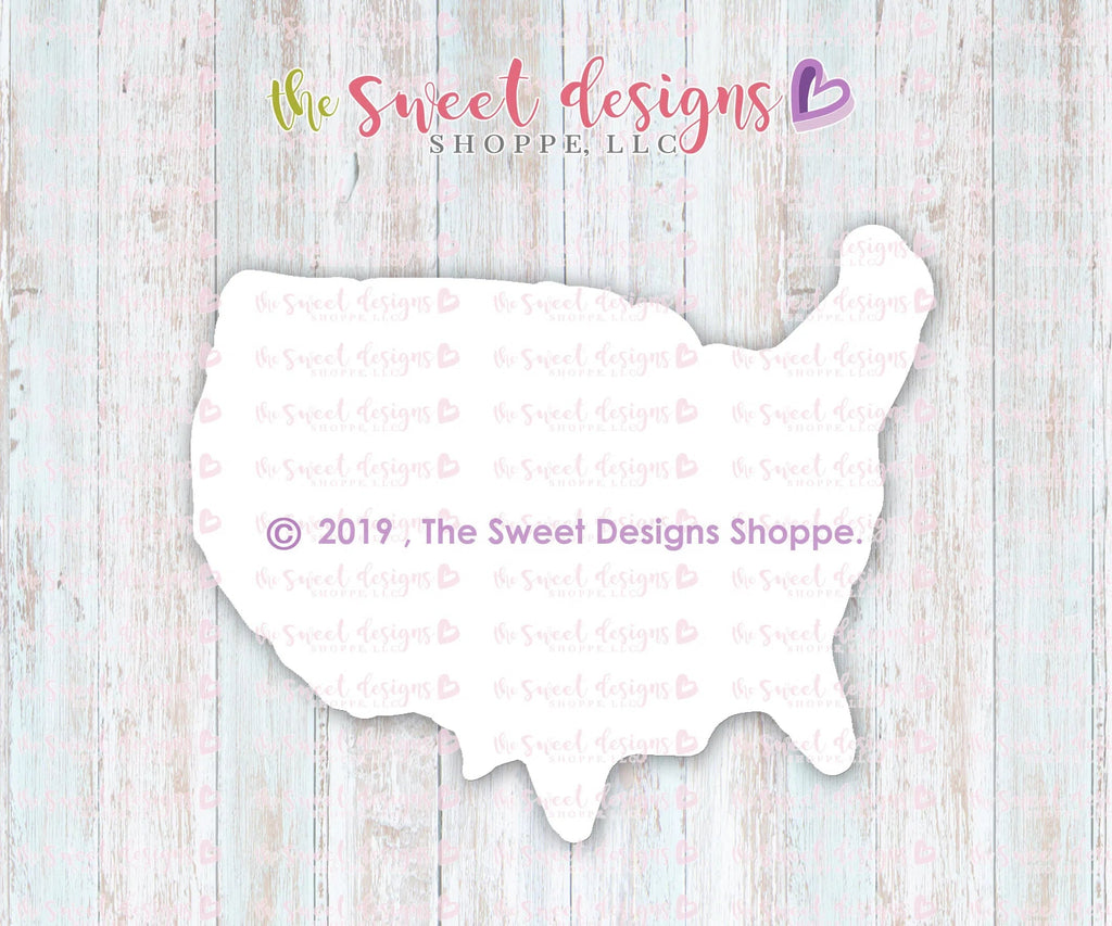 Cookie Cutters - USA Map - Simple Silhouette - Cutter - Sweet Designs Shoppe - - 4th, 4th July, 4th of July, ALL, Cookie Cutter, fourth of July, Independence, Patriotic, Promocode, Travel, USA