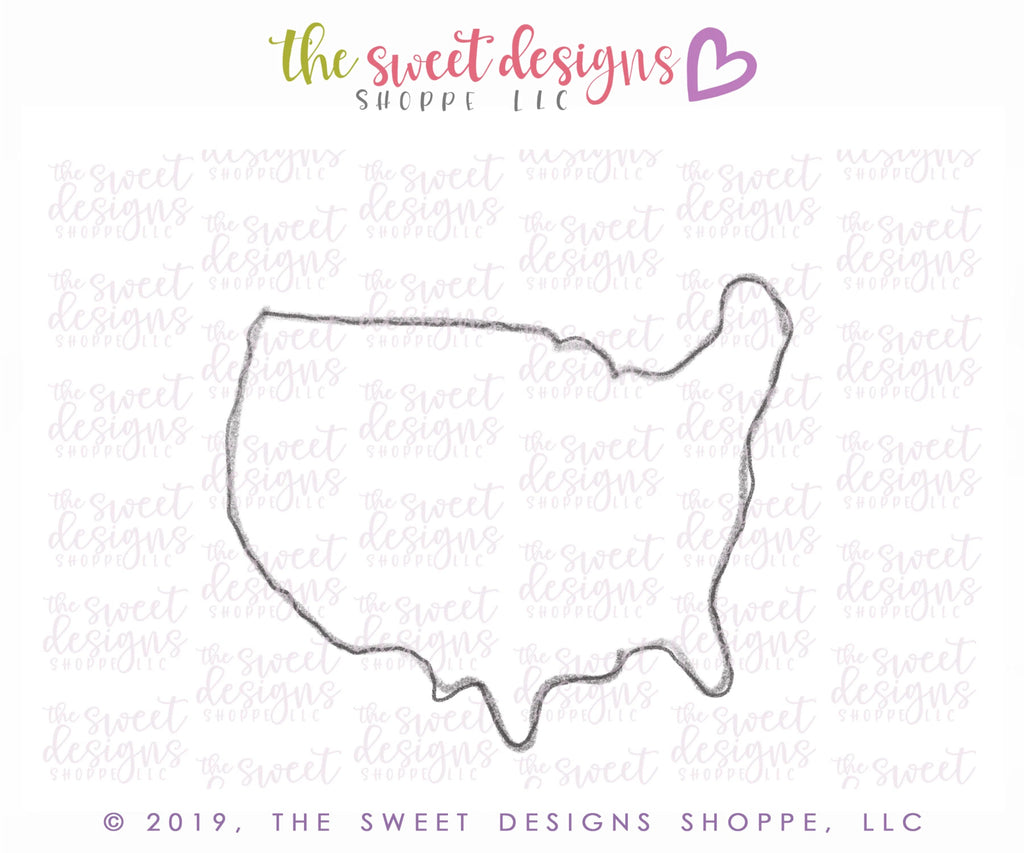 Cookie Cutters - USA Map - Simple Silhouette - Cookie Cutter - Sweet Designs Shoppe - - 4th, 4th July, 4th of July, ALL, Cookie Cutter, fourth of July, Independence, Patriotic, Promocode, Travel, USA