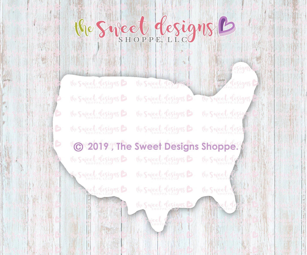 Cookie Cutters - USA Map - Simple Silhouette - Cookie Cutter - The Sweet Designs Shoppe - - 4th, 4th July, 4th of July, ALL, Cookie Cutter, fourth of July, Independence, Patriotic, Promocode, Travel, USA