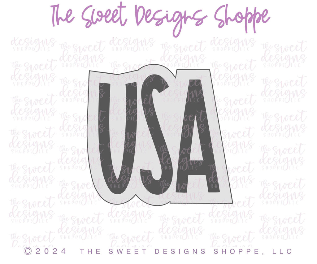 Cookie Cutters - USA Modern Plaque - Cookie Cutter - The Sweet Designs Shoppe - TSDS - - 4th,4th July,4th of July,ALL,Cookie Cutter,fourth of July,Independence,Lettering,Patriotic,Plaque,Plaques,PLAQUES HANDLETTERING,Promocode,STL,USA