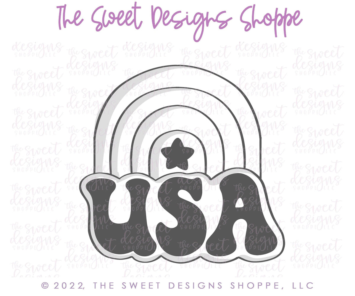 Cookie Cutters - USA Rainbow - Cookie Cutter - The Sweet Designs Shoppe - TSDS - - 4th,4th July,4th of July,ALL,Cookie Cutter,Fantasy,Kids / Fantasy,Nature,Patriotic,Patriotric,Promocode,Rainbow,retro,St. Pat,st. patrick's,STL,Summer,summer plaque,USA,Weather