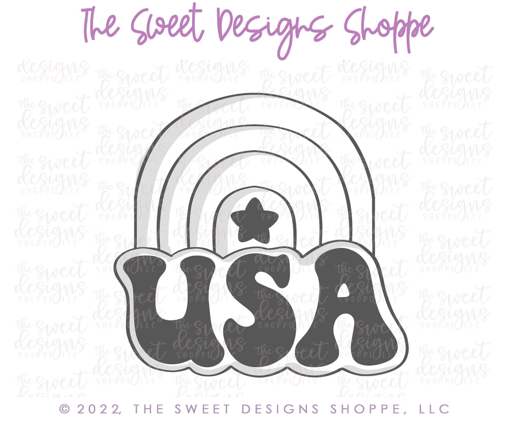 Cookie Cutters - USA Rainbow - Cookie Cutter - The Sweet Designs Shoppe - - 4th, 4th July, 4th of July, ALL, Cookie Cutter, Fantasy, Kids / Fantasy, Nature, Patriotic, Promocode, Rainbow, retro, St. Pat, st. patrick's, Summer, summer plaque, USA, Weather