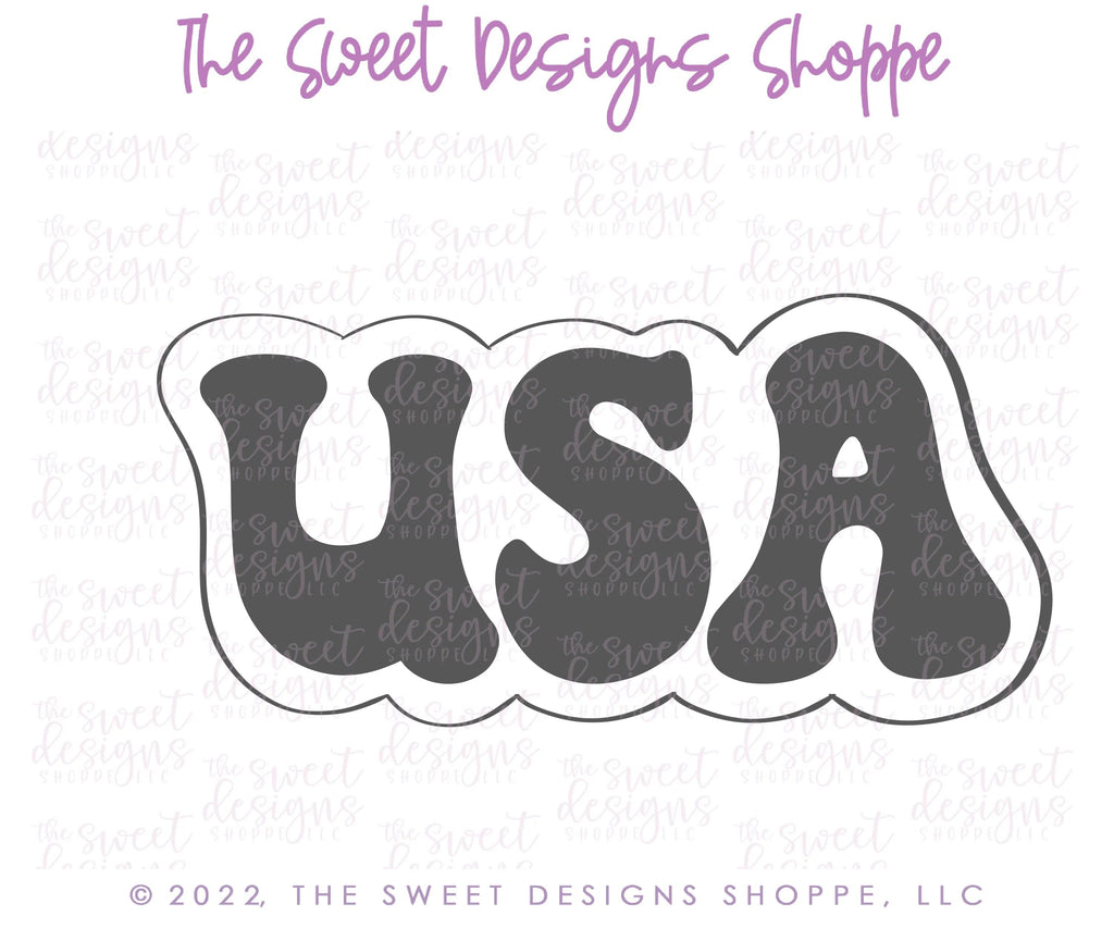 Cookie Cutters - USA Retro Plaque - Cookie Cutter - Sweet Designs Shoppe - - 4th, 4th July, 4th of July, ALL, Cookie Cutter, fourth of July, Independence, Lettering, Patriotic, Plaque, Plaques, PLAQUES HANDLETTERING, Promocode, USA