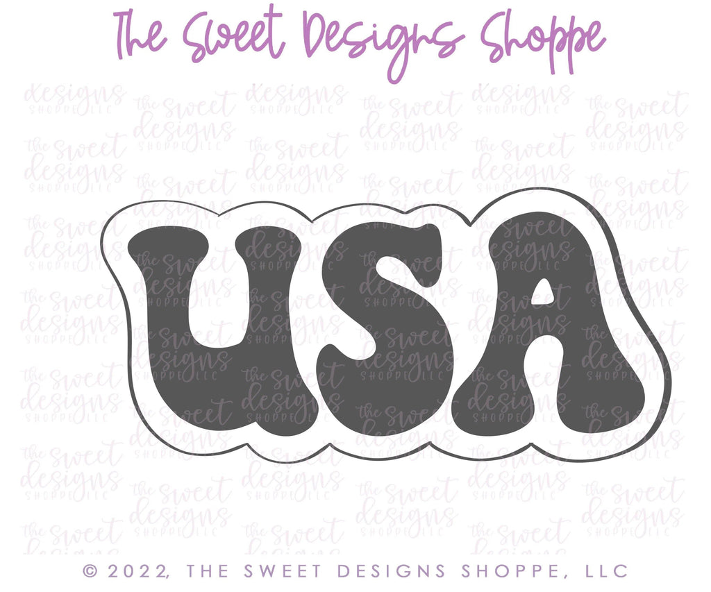 Cookie Cutters - USA Retro Plaque - Cookie Cutter - The Sweet Designs Shoppe - - 4th, 4th July, 4th of July, ALL, Cookie Cutter, fourth of July, Independence, Lettering, Patriotic, Plaque, Plaques, PLAQUES HANDLETTERING, Promocode, USA