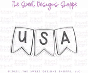 Cookie Cutters - USA Simple Bunting - Plaque - Cookie Cutter - The Sweet Designs Shoppe - TSDS - - 4th,4th july,4th of July,ALL,BasicShapes,Birthday,Bunting,Cookie Cutter,Misc,Miscelaneous,Miscellaneous,MOM,Mom Plaque,mother,Mothers Day,patriotic,Patriotric,Plaque,Plaques,PLAQUES HANDLETTERING,Promocode,STL,USA
