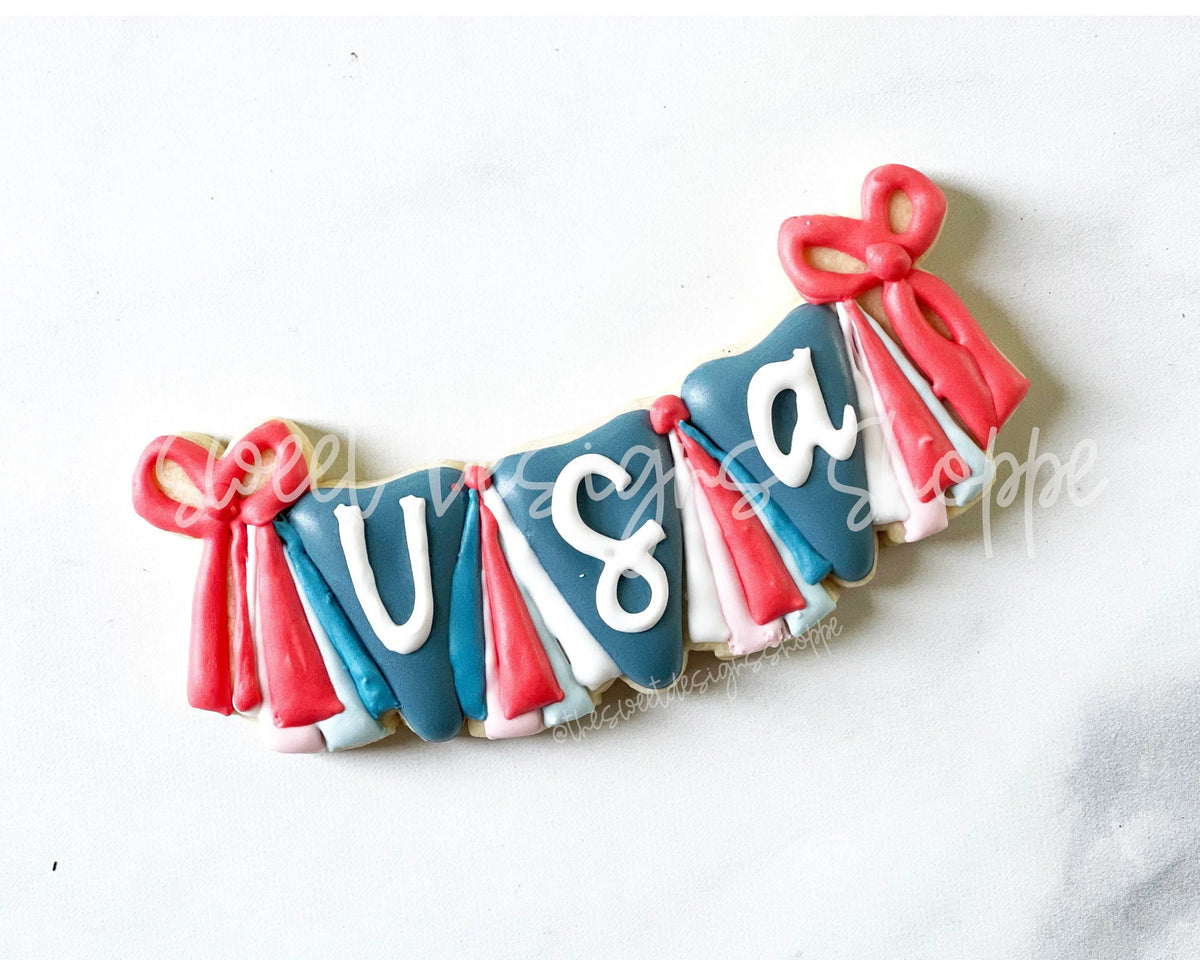 Cookie Cutters - USA Triangle Bunting - Plaque - Cookie Cutter - The Sweet Designs Shoppe - TSDS - - 4th,4th july,4th of July,ALL,BasicShapes,Birthday,Bunting,Cookie Cutter,Misc,Miscelaneous,Miscellaneous,MOM,Mom Plaque,mother,Mothers Day,patriotic,Patriotric,Plaque,Plaques,PLAQUES HANDLETTERING,Promocode,STL,USA