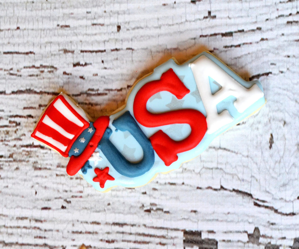 Cookie Cutters - USA with Hat - Cookie Cutter - Sweet Designs Shoppe - - 4th, 4th July, 4th of July, ALL, America, Cookie Cutter, fourth of July, Independence, New Year, patriotic, Promocode, USA