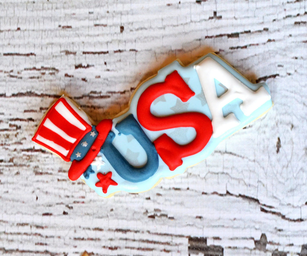 Cookie Cutters - USA with Hat - Cookie Cutter - The Sweet Designs Shoppe - - 4th, 4th July, 4th of July, ALL, America, Cookie Cutter, fourth of July, Independence, New Year, patriotic, Promocode, USA