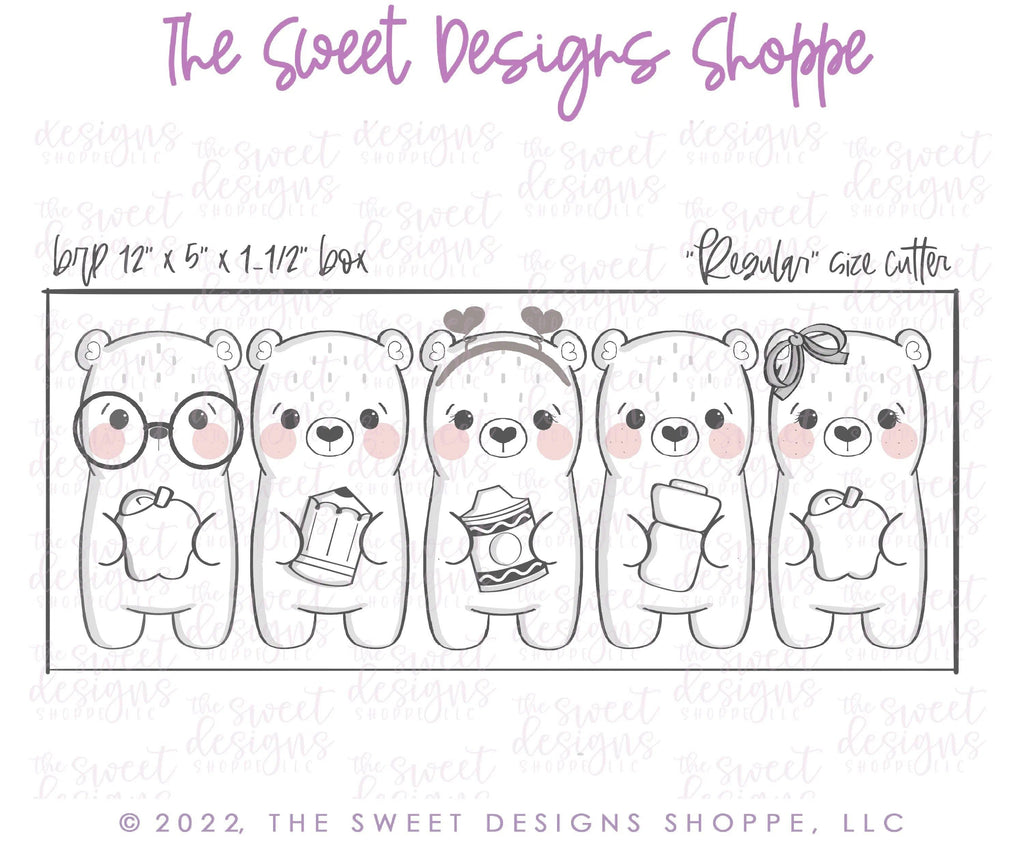 Cookie Cutters - Valentine Bears Set - Set of 4 - Cookie Cutters - The Sweet Designs Shoppe - TSDS - - ALL,Animal,Animals,back to school,Cookie Cutter,Grad,graduations,Mini Sets,Promocode,regular sets,School,School / Graduation,school supplies,set,Teacher,Teacher Appreciation,valentine,valentines