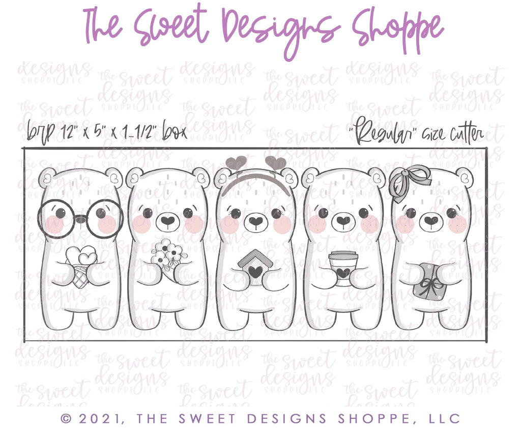 Cookie Cutters - Valentine Bears Set - Set of 4 - Cookie Cutters - The Sweet Designs Shoppe - TSDS - - ALL,Animal,Animals,back to school,Cookie Cutter,Grad,graduations,Mini Sets,Promocode,regular sets,School,School / Graduation,school supplies,set,Teacher,Teacher Appreciation,valentine,valentines