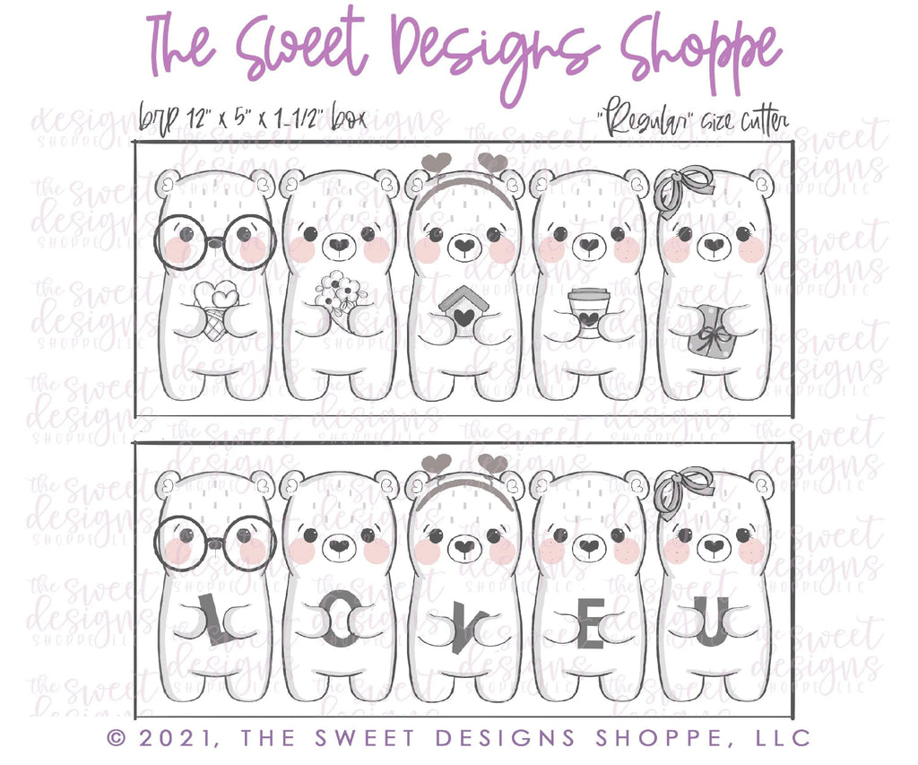 Cookie Cutters - Valentine Bears Set - Set of 4 - Cookie Cutters - The Sweet Designs Shoppe - TSDS - - ALL,Animal,Animals,back to school,Cookie Cutter,Grad,graduations,Mini Sets,Promocode,regular sets,School,School / Graduation,school supplies,set,Teacher,Teacher Appreciation,valentine,valentines