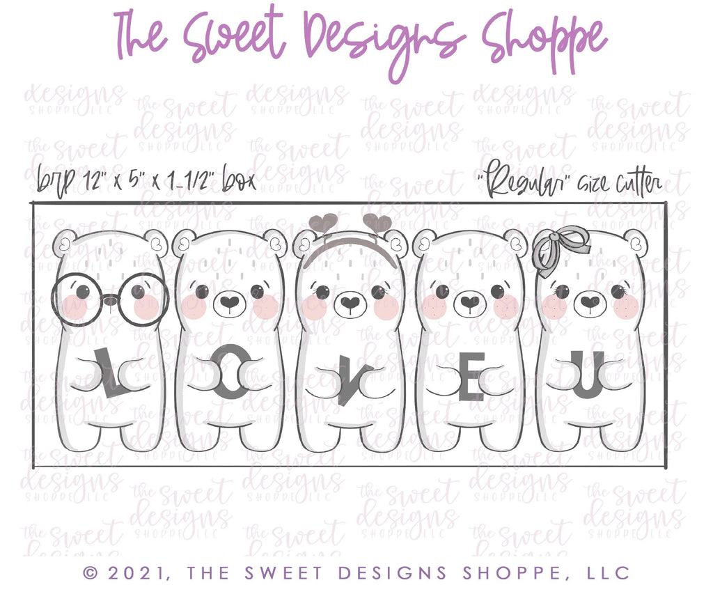 Cookie Cutters - Valentine Bears Set - Set of 4 - Cookie Cutters - The Sweet Designs Shoppe - TSDS - - ALL,Animal,Animals,back to school,Cookie Cutter,Grad,graduations,Mini Sets,Promocode,regular sets,School,School / Graduation,school supplies,set,Teacher,Teacher Appreciation,valentine,valentines