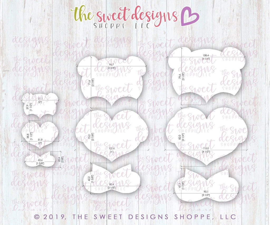 Cookie Cutters - Valentines Bear Set - Cookie Cutters - The Sweet Designs Shoppe - TSDS - - ALL,Animal,Animals,Animals and Insects,Cookie Cutter,Love,Mini Set,Mini Sets,Promocode,regular sets,set,sets,Valentine,Valentines,Valentines couples