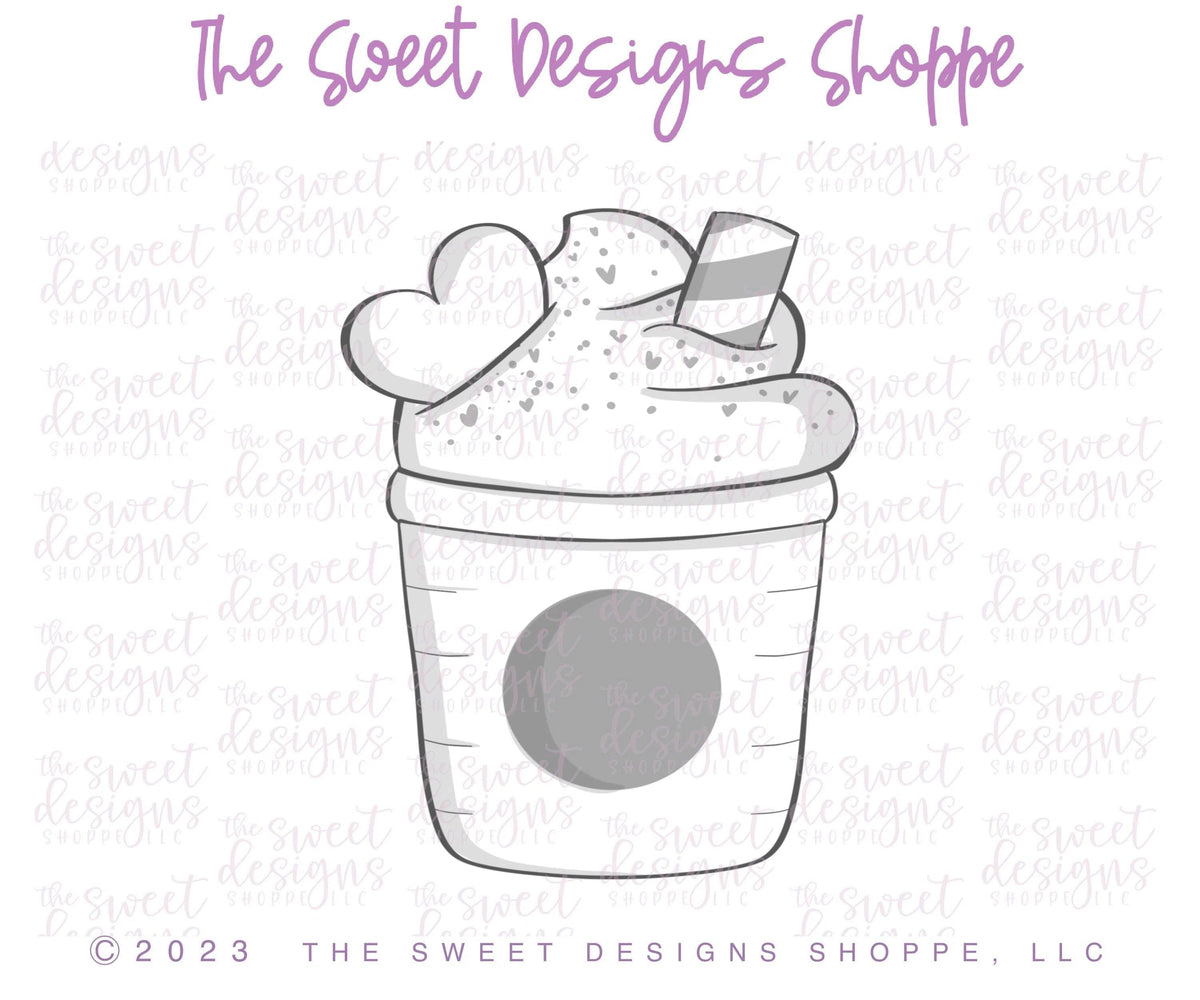 Cookie Cutters - Valentines Iced Coffee- Cookie Cutter - The Sweet Designs Shoppe - TSDS - - ALL,beverage,Coffee,Cookie Cutter,drink,food,Food & Beverages,Promocode,STL,valentine,valentines