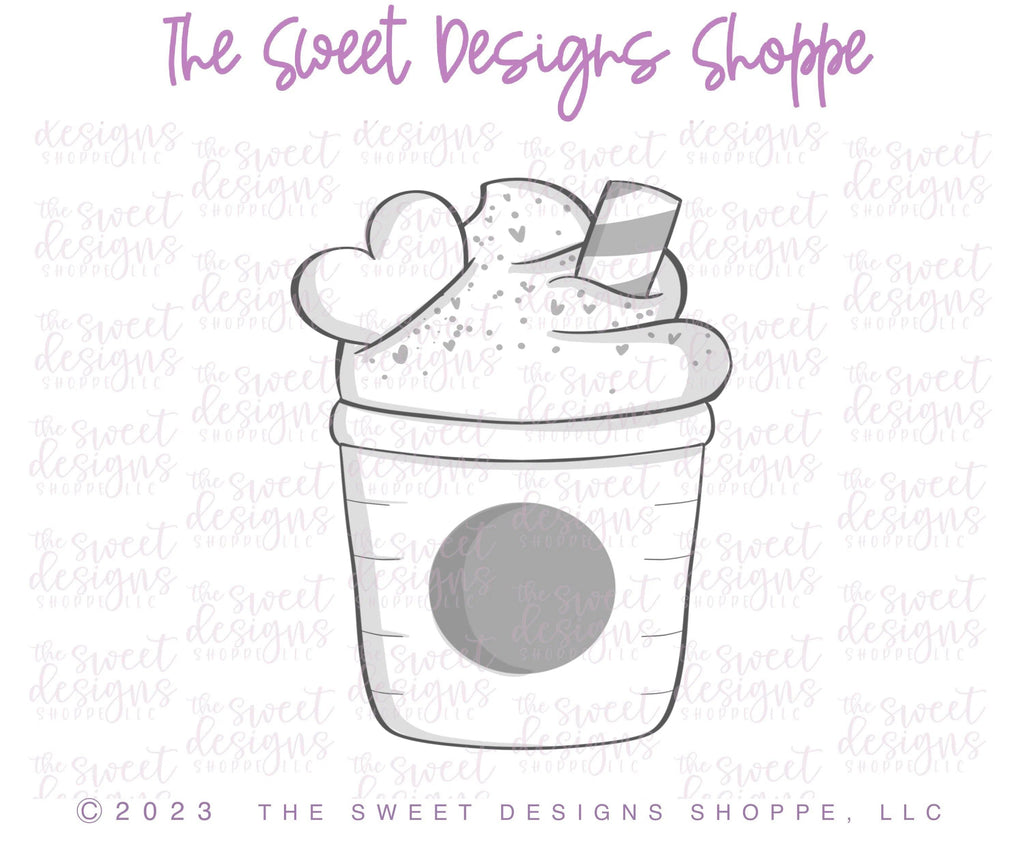 Cookie Cutters - Valentines Iced Coffee- Cookie Cutter - The Sweet Designs Shoppe - TSDS - - ALL,beverage,Coffee,Cookie Cutter,drink,food,Food & Beverages,Promocode,STL,valentine,valentines