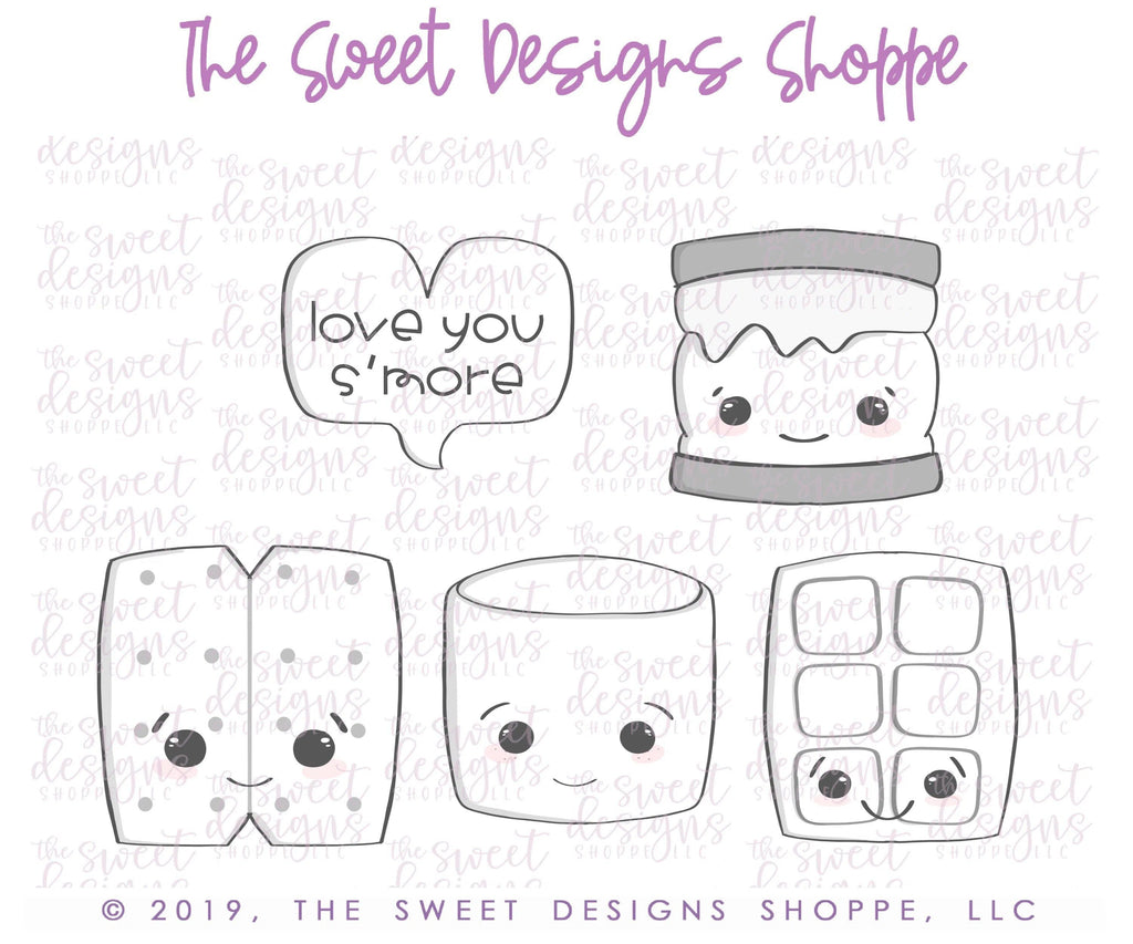 Cookie Cutters - Valentines Mini Love S'more - Set of 5 Cookie Cutters - The Sweet Designs Shoppe - TSDS - - ALL,Cookie Cutter,Love,Mini Sets,Promocode,set,SetValentines004,STL,Valentines