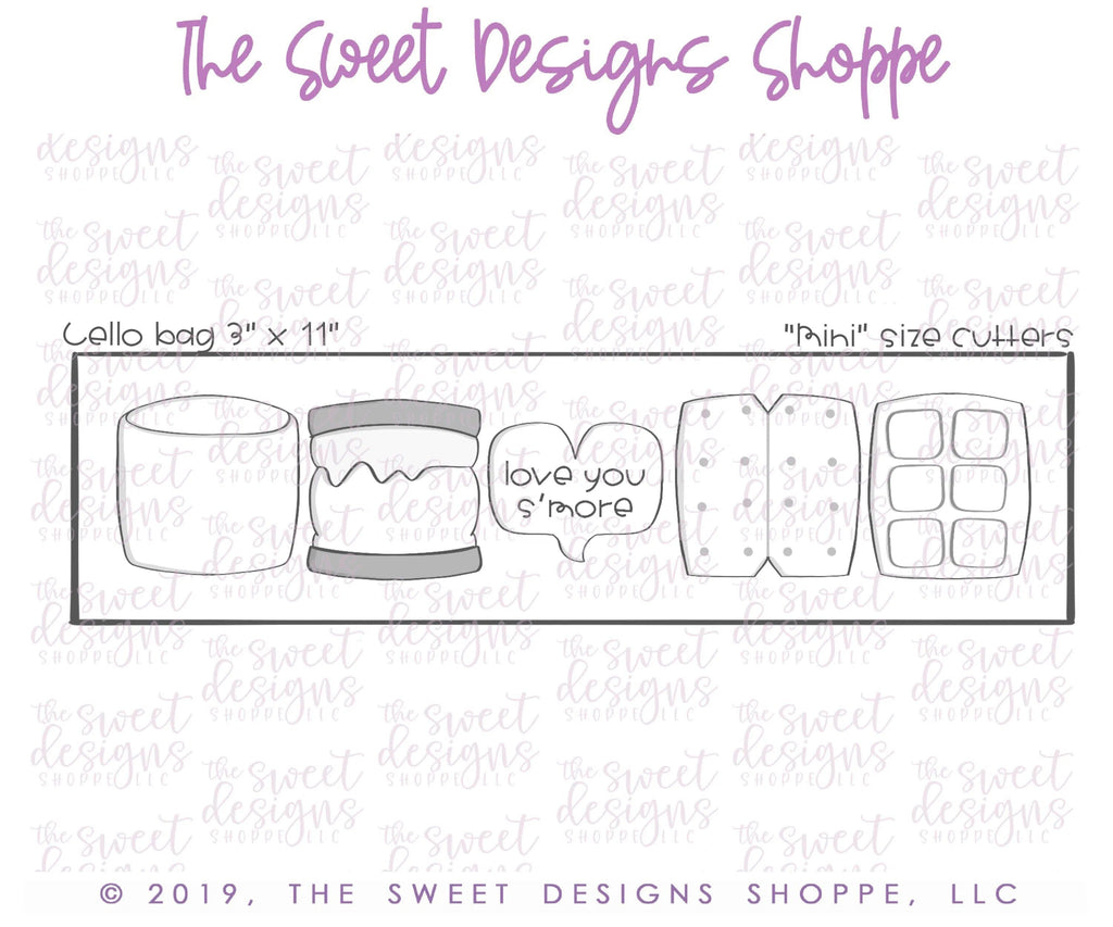 Cookie Cutters - Valentines Mini Love S'more - Set of 5 Cookie Cutters - The Sweet Designs Shoppe - TSDS - - ALL,Cookie Cutter,Love,Mini Sets,Promocode,set,SetValentines004,STL,Valentines