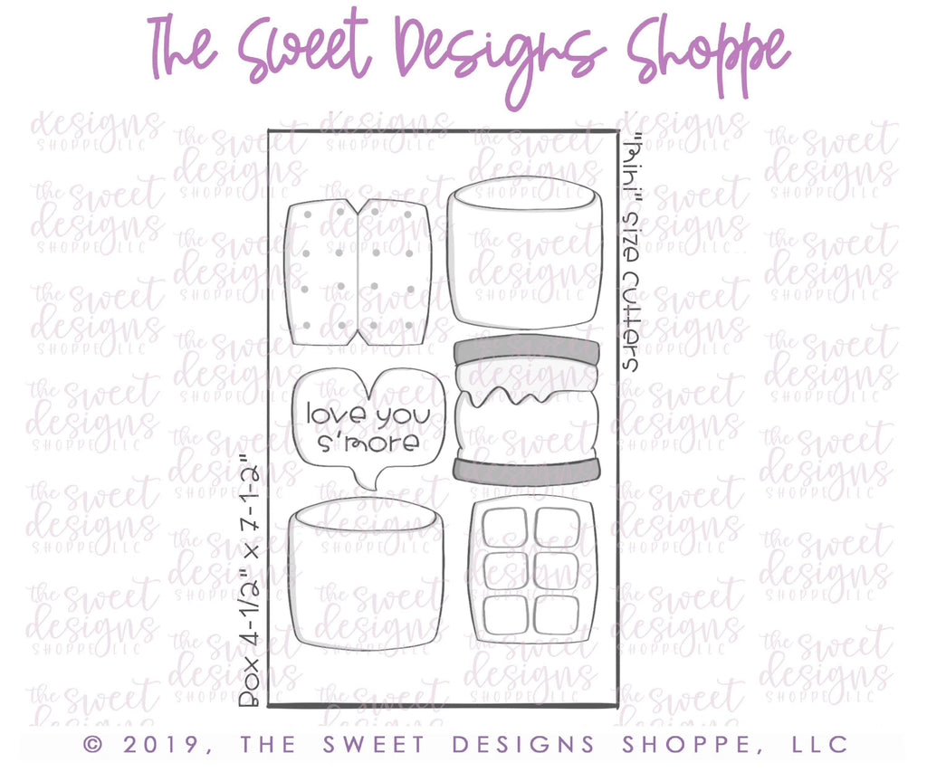 Cookie Cutters - Valentines Mini Love S'more - Set of 5 Cookie Cutters - The Sweet Designs Shoppe - TSDS - - ALL,Cookie Cutter,Love,Mini Sets,Promocode,set,SetValentines004,STL,Valentines