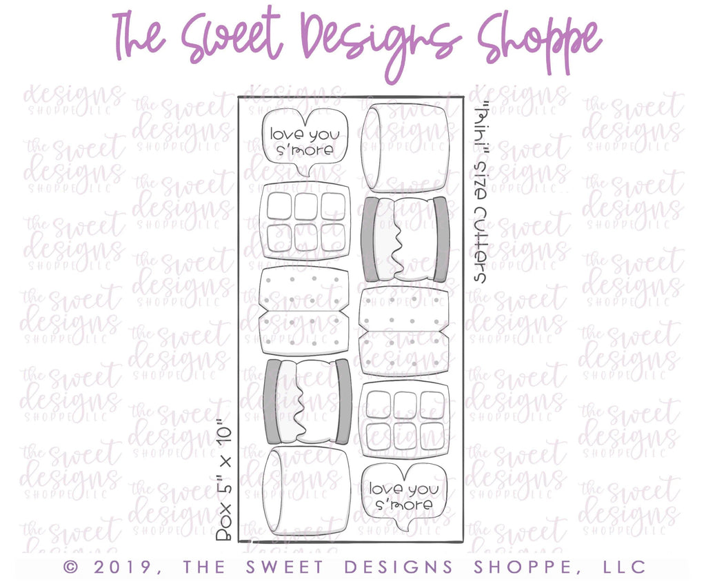 Cookie Cutters - Valentines Mini Love S'more - Set of 5 Cookie Cutters - The Sweet Designs Shoppe - TSDS - - ALL,Cookie Cutter,Love,Mini Sets,Promocode,set,SetValentines004,STL,Valentines