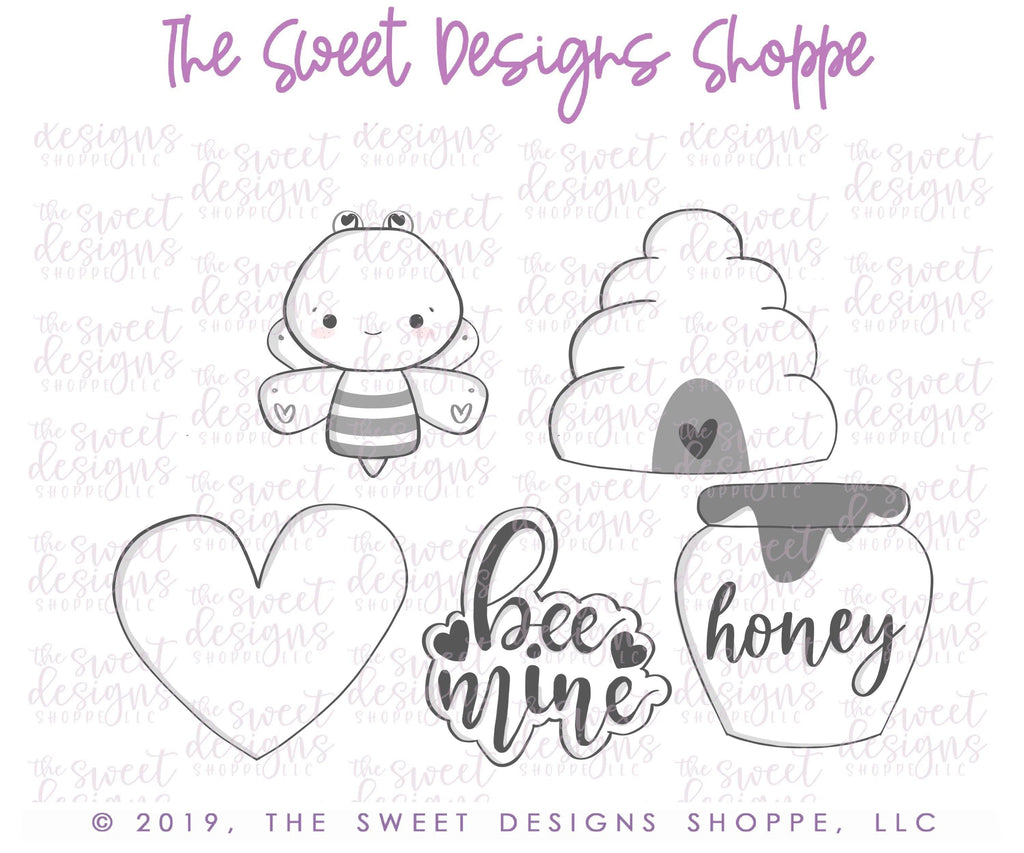 Cookie Cutters - Valentines Mini Set Bee Mine - Cookie Cutters - The Sweet Designs Shoppe - TSDS - - ALL,Cookie Cutter,Love,Mini Sets,Promocode,set,Valentines
