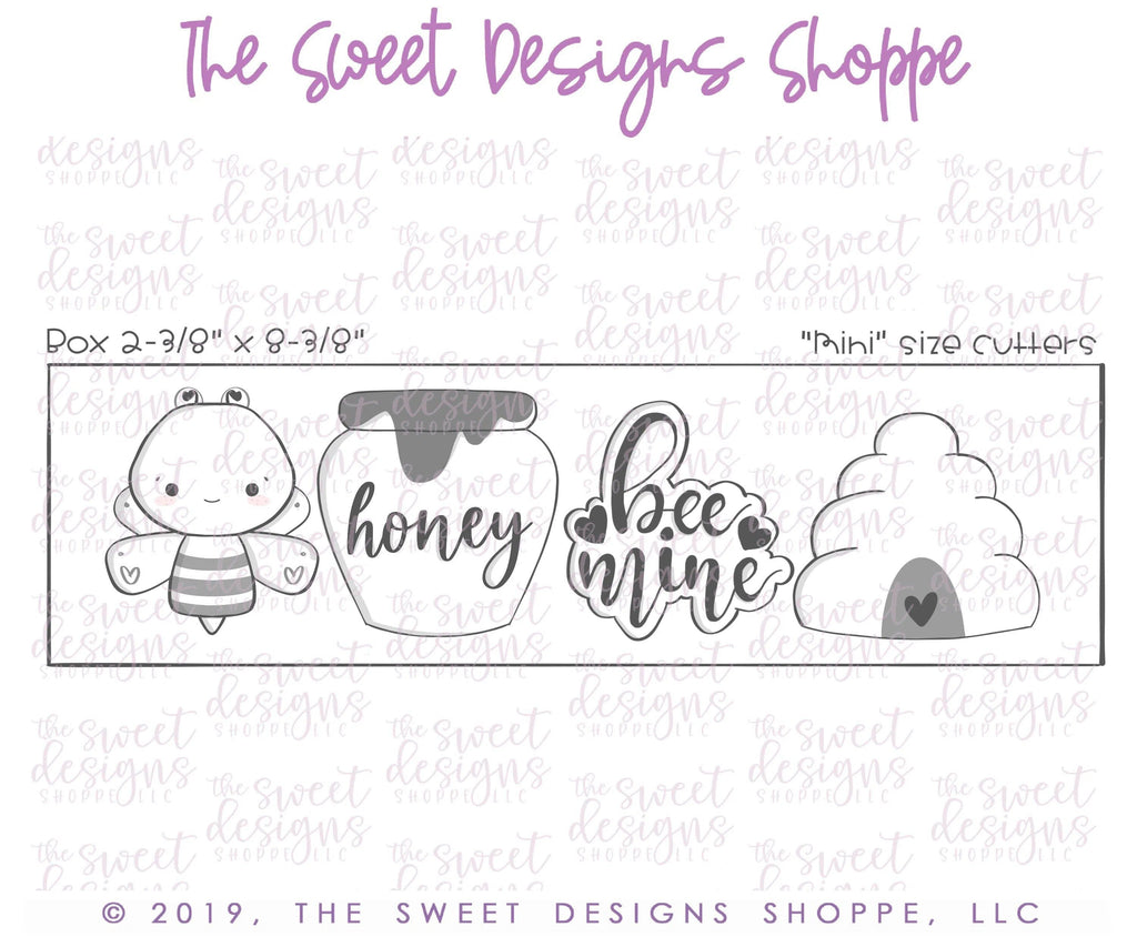 Cookie Cutters - Valentines Mini Set Bee Mine - Cookie Cutters - The Sweet Designs Shoppe - TSDS - - ALL,Cookie Cutter,Love,Mini Sets,Promocode,set,Valentines