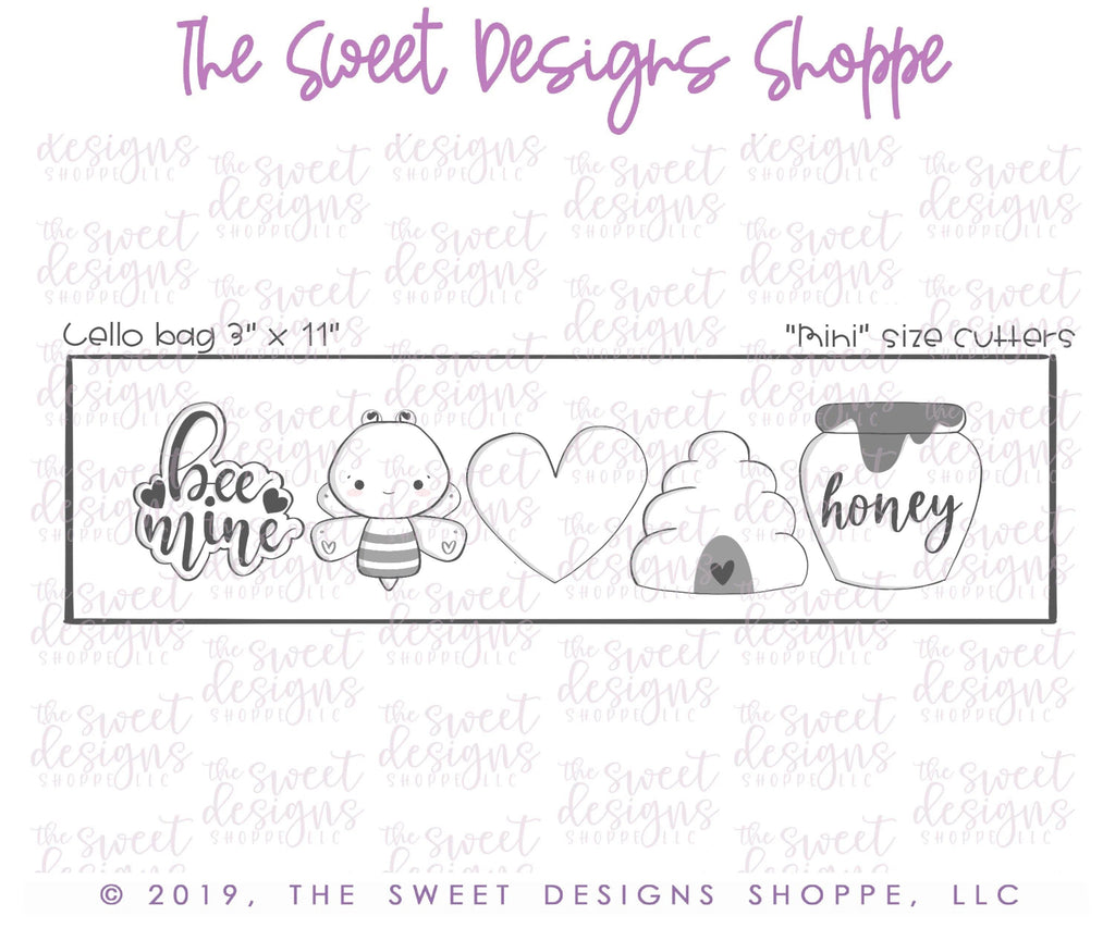 Cookie Cutters - Valentines Mini Set Bee Mine - Cookie Cutters - The Sweet Designs Shoppe - TSDS - - ALL,Cookie Cutter,Love,Mini Sets,Promocode,set,Valentines