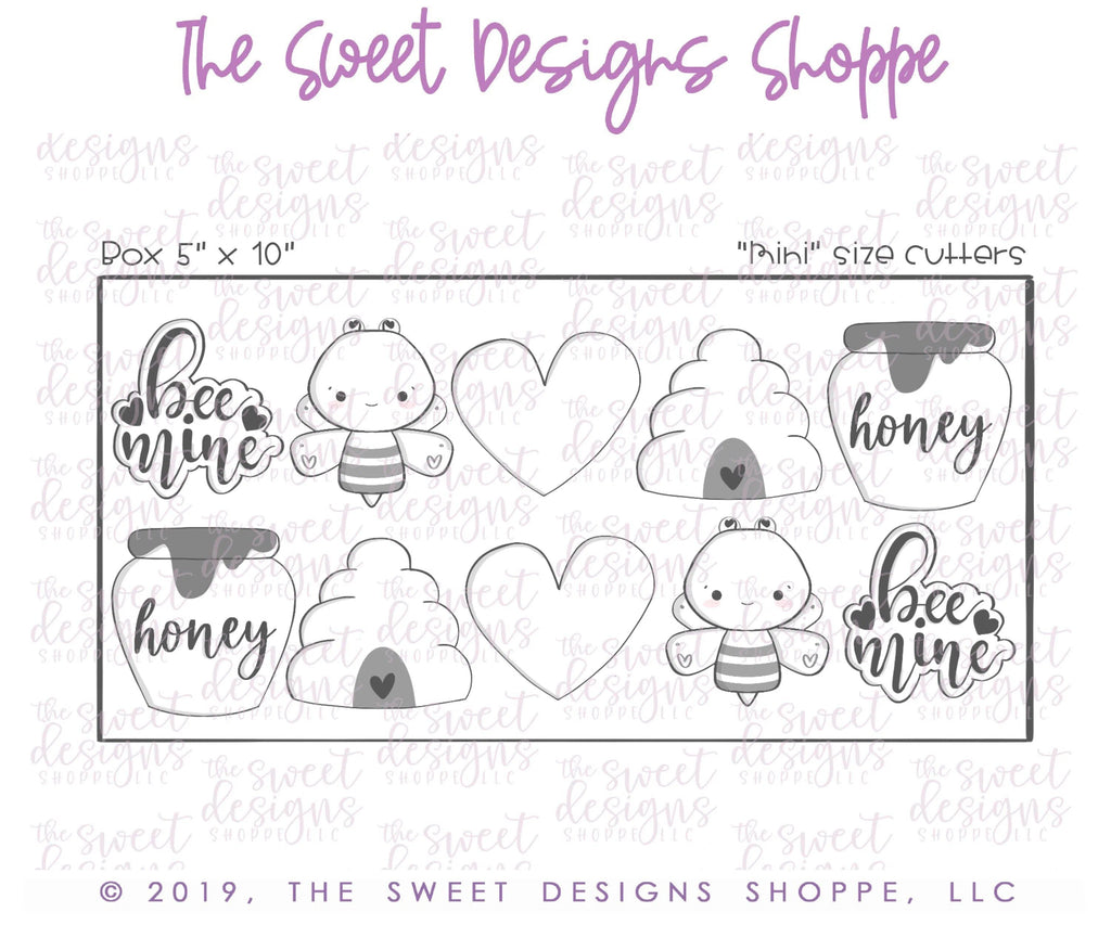 Cookie Cutters - Valentines Mini Set Bee Mine - Cookie Cutters - The Sweet Designs Shoppe - TSDS - - ALL,Cookie Cutter,Love,Mini Sets,Promocode,set,Valentines