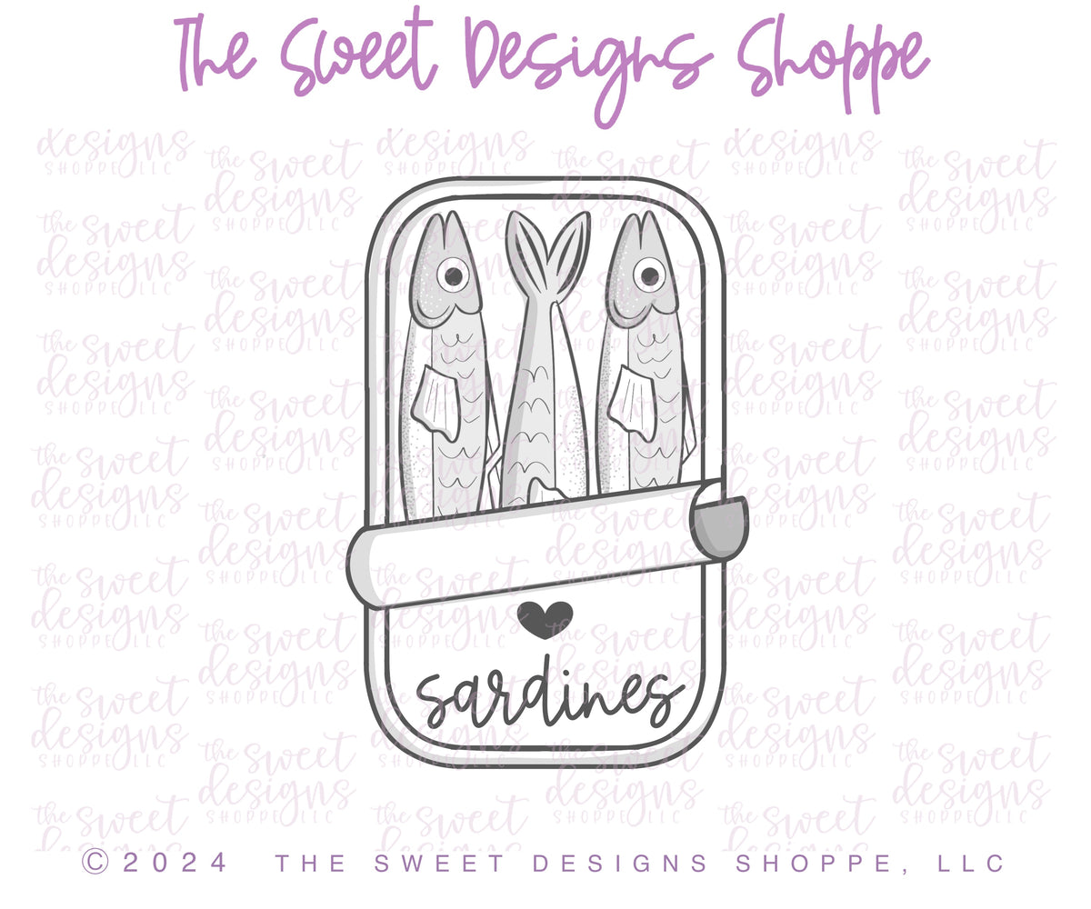 Cookie Cutters - Valentines Sardine - Cookie Cutter - The Sweet Designs Shoppe - TSDS - - ALL,Animal,Animals,Cookie Cutter,Love,Promocode,sardine can,sardines,STL,valenteine,valentine,Valentine's,Valentines 2026,valentines animals