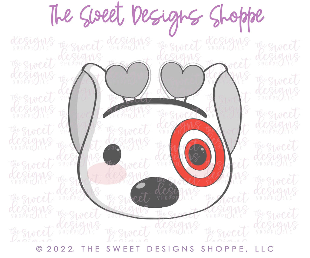 Cookie Cutters - Valentines Shopping Dog Face - Cookie Cutter - Sweet Designs Shoppe - - ALL, Animal, Animals, Animals and Insects, Cookie Cutter, dog, dog face, dogface, Misc, Miscelaneous, Miscellaneous, Promocode, target, valentine, valentines