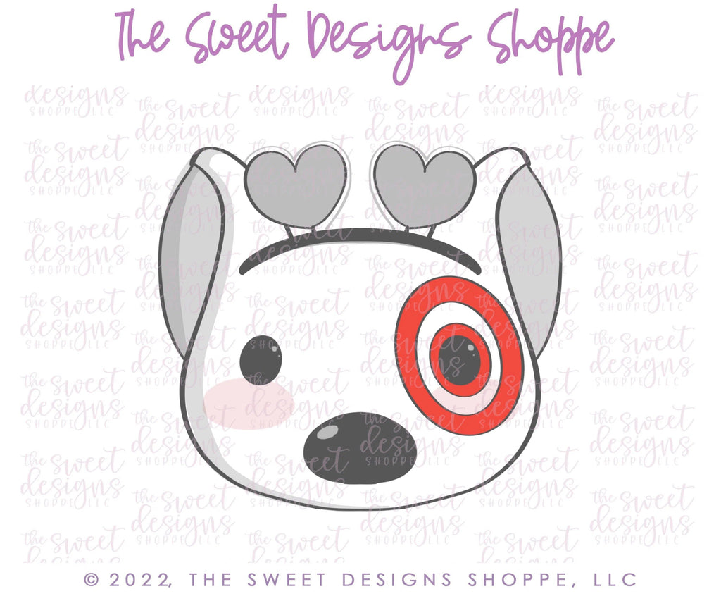 Cookie Cutters - Valentines Shopping Dog Face - Cookie Cutter - The Sweet Designs Shoppe - - ALL, Animal, Animals, Animals and Insects, Cookie Cutter, dog, dog face, dogface, Misc, Miscelaneous, Miscellaneous, Promocode, target, valentine, valentines