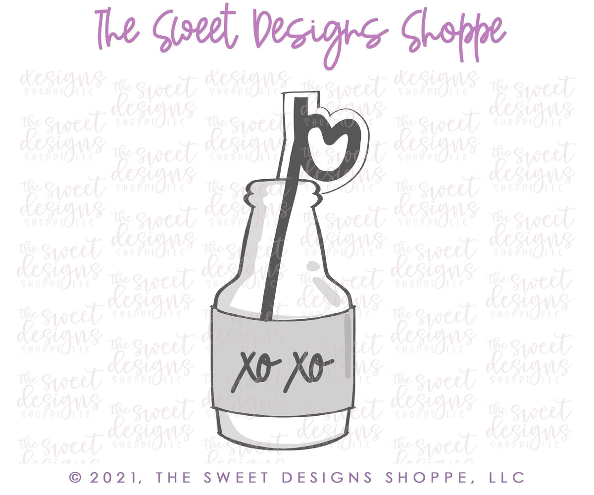 Cookie Cutters - Valentines Soda with Heart Straw - Cookie Cutter - The Sweet Designs Shoppe - TSDS - - ALL,Cookie Cutter,drink,Food,Food and Beverage,Food beverages,Promocode,valentine,valentines