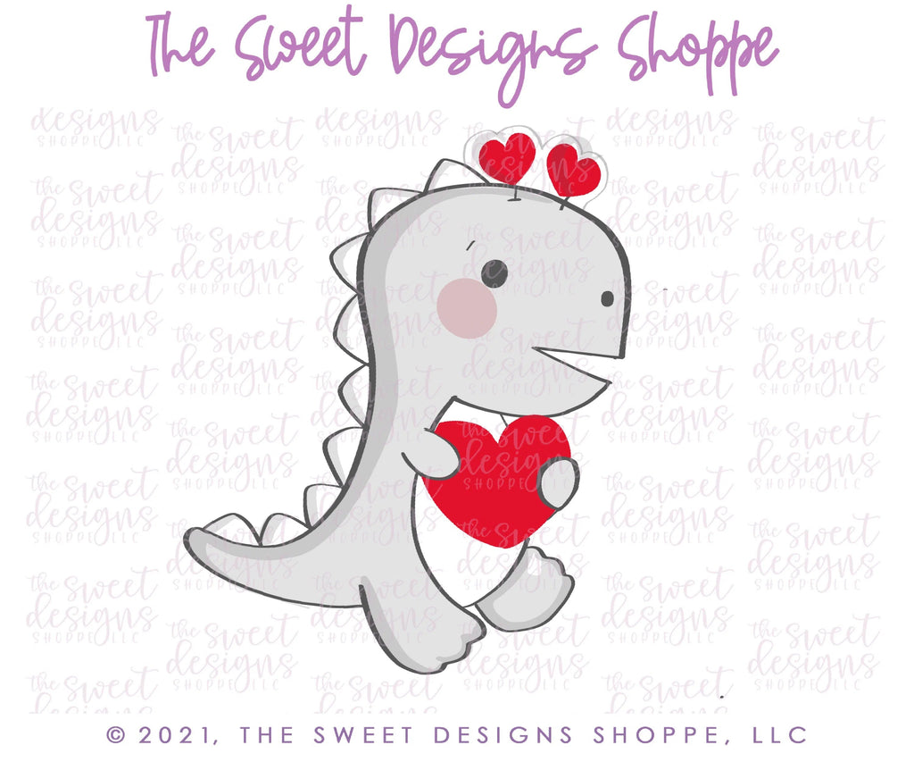 Cookie Cutters - Valentines T-Rex Dinosaur - Cookie Cutter - Sweet Designs Shoppe - - ALL, Animal, Animals, Animals and Insects, Cookie Cutter, Promocode, valentine, valentines