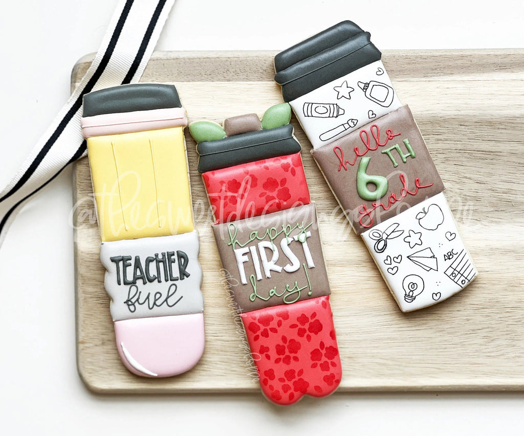 Cookie Cutters - Venti Coffee, Apple and Pencil Set - Set of 3 - Cookie Cutters - The Sweet Designs Shoppe - TSDS - - ALL,back to school,Cookie Cutter,Promocode,regular sets,School,School / Graduation,school supplies,set,STL,Teacher,Teacher Appreciation