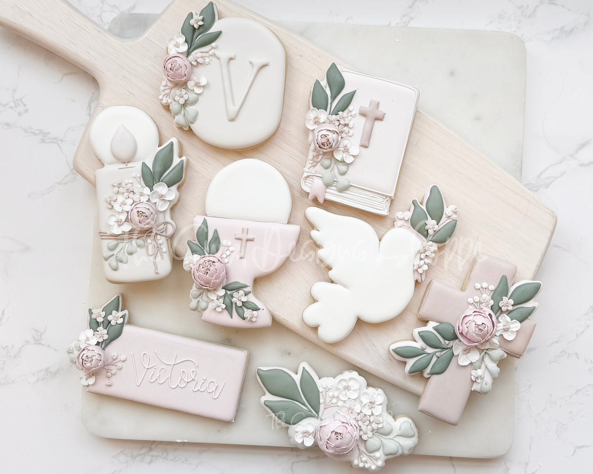 Cookie Cutters - Victoria's Communion Set - Set of 8 - Cookie Cutters & Color Palette (PDF) - The Sweet Designs Shoppe - TSDS - - ALL,Baptism,bible,Christ,Christening,Color palette,Cookie Cutter,cross,dove,First Communion,Promocode,regular sets,Religious,set,STL