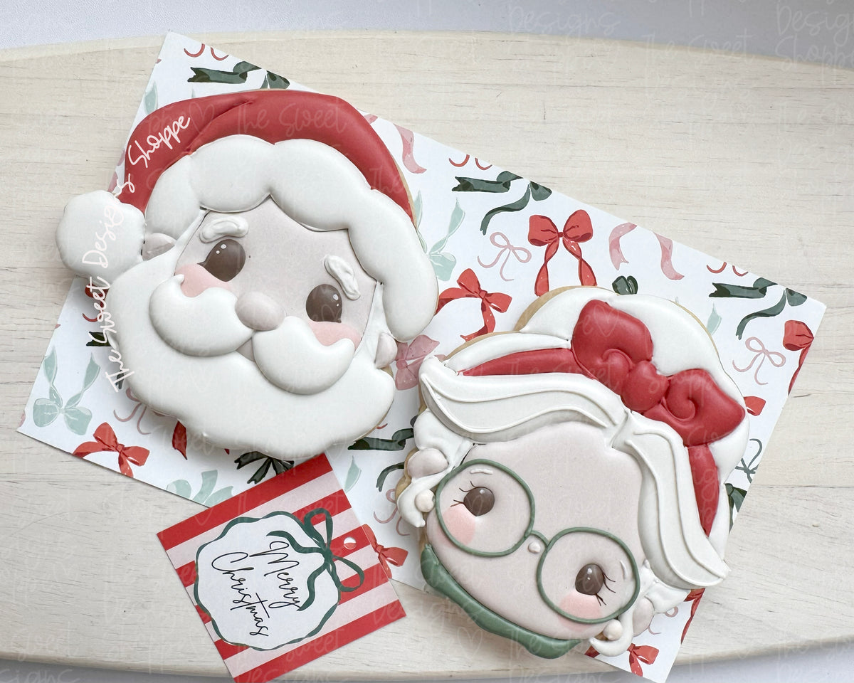 Cookie Cutters - Vintage Chubby Santa & Mrs. Claus Face 2026 Cookie Cutter Set - Set of 2 - Cookie Cutters - The Sweet Designs Shoppe - TSDS - - ALL,Christmas,Christmas / Winter,claus,clause,Cookie Cutter,Mrs Claus,MrsClaus,MrsClausFace,new,Plaque,Plaques,PLAQUES HANDLETTERING,Promocode,regular sets,Santa,Santa Claus,set,STL