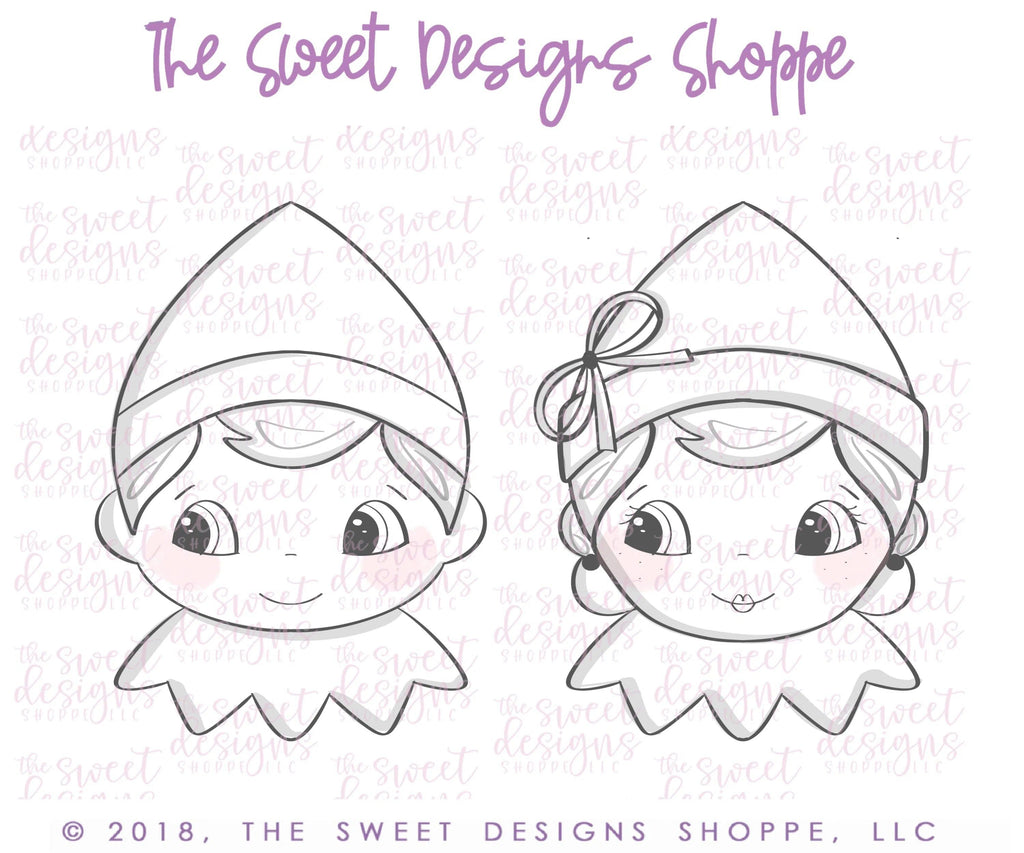 Cookie Cutters - Vintage Elf Face Cookie Cutter Set - 2 Piece Set - Cookie Cutters - The Sweet Designs Shoppe - TSDS - - ALL,Christmas,Christmas / Winter,Cookie Cutter,Promocode,regular sets,set,sets,STL