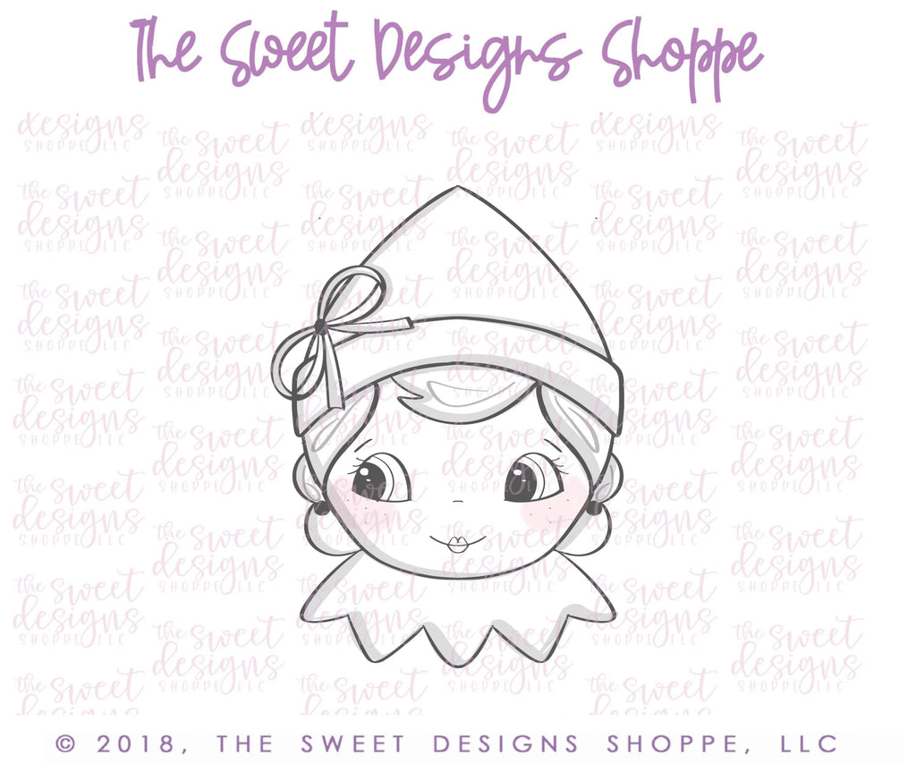 Cookie Cutters - Vintage Girl Elf Face - Cookie Cutter - The Sweet Designs Shoppe - - ALL, Christmas, Christmas / Winter, Cookie Cutter, Elf, elf face, elf on the shelf, Promocode, vintage elf, Winter