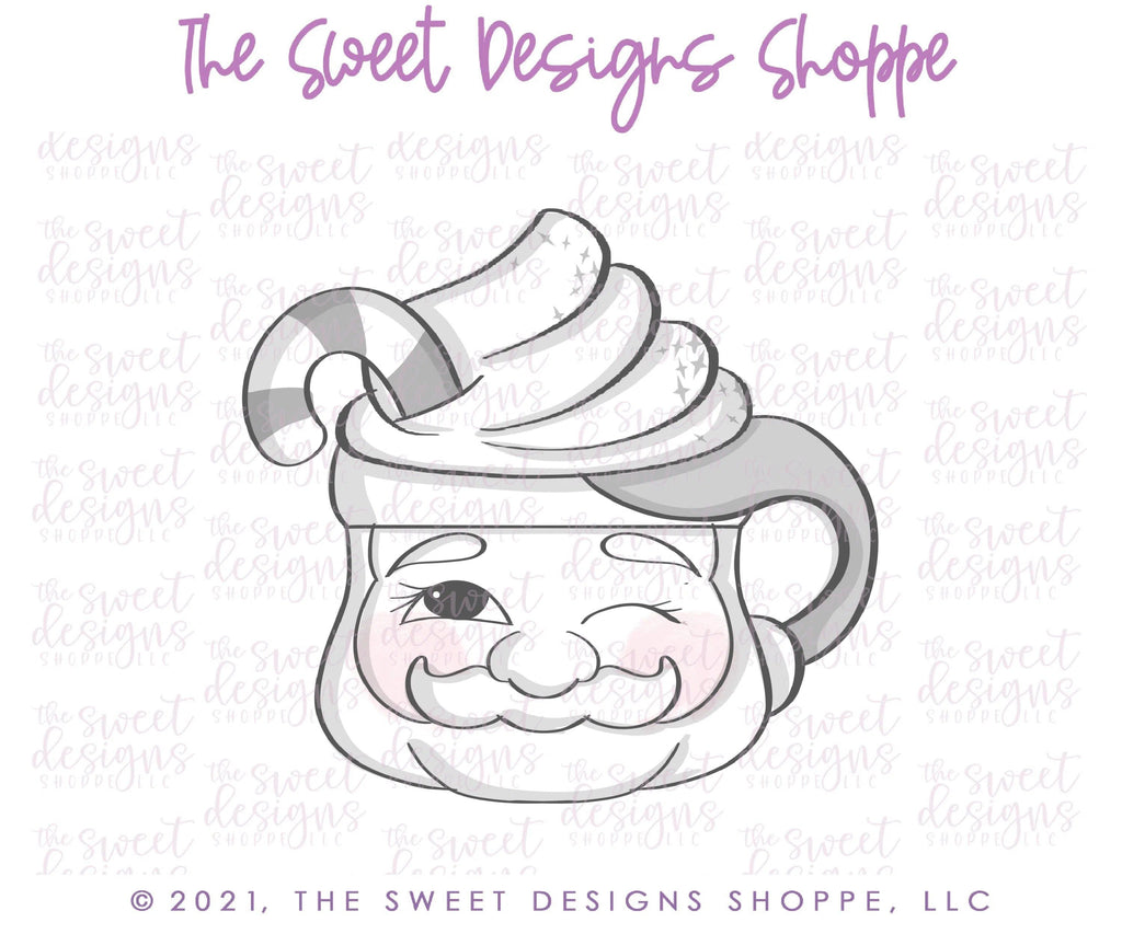 Cookie Cutters - Vintage Mug with Candy Cane - Cookie Cutter - The Sweet Designs Shoppe - - ALL, Christmas, Christmas / Winter, Christmas Cookies, Cookie Cutter, Food & Beverages, Food and Beverage, mug, mugs, Promocode, Santa, Santa Claus, Santa Face