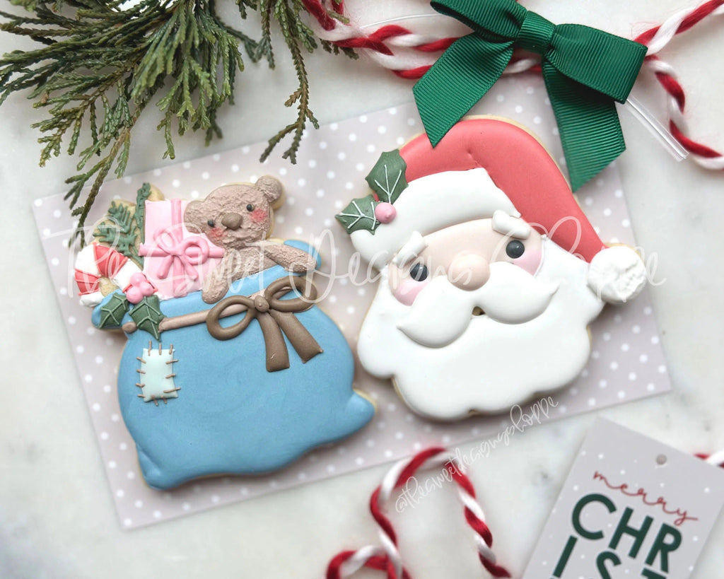 Cookie Cutters - Vintage Santa Face and New Toys Sack Cookie Cutters Set - 2 Piece Set - Cookie Cutters - The Sweet Designs Shoppe - TSDS - - ALL,Christmas,Christmas / Winter,Christmas Cookies,claus,clause,Cookie Cutter,Mrs Claus,MRS Clause,MrsClaus,MrsClausFace,Promocode,regular sets,Santa,Santa Claus,Santa Face,set,sets