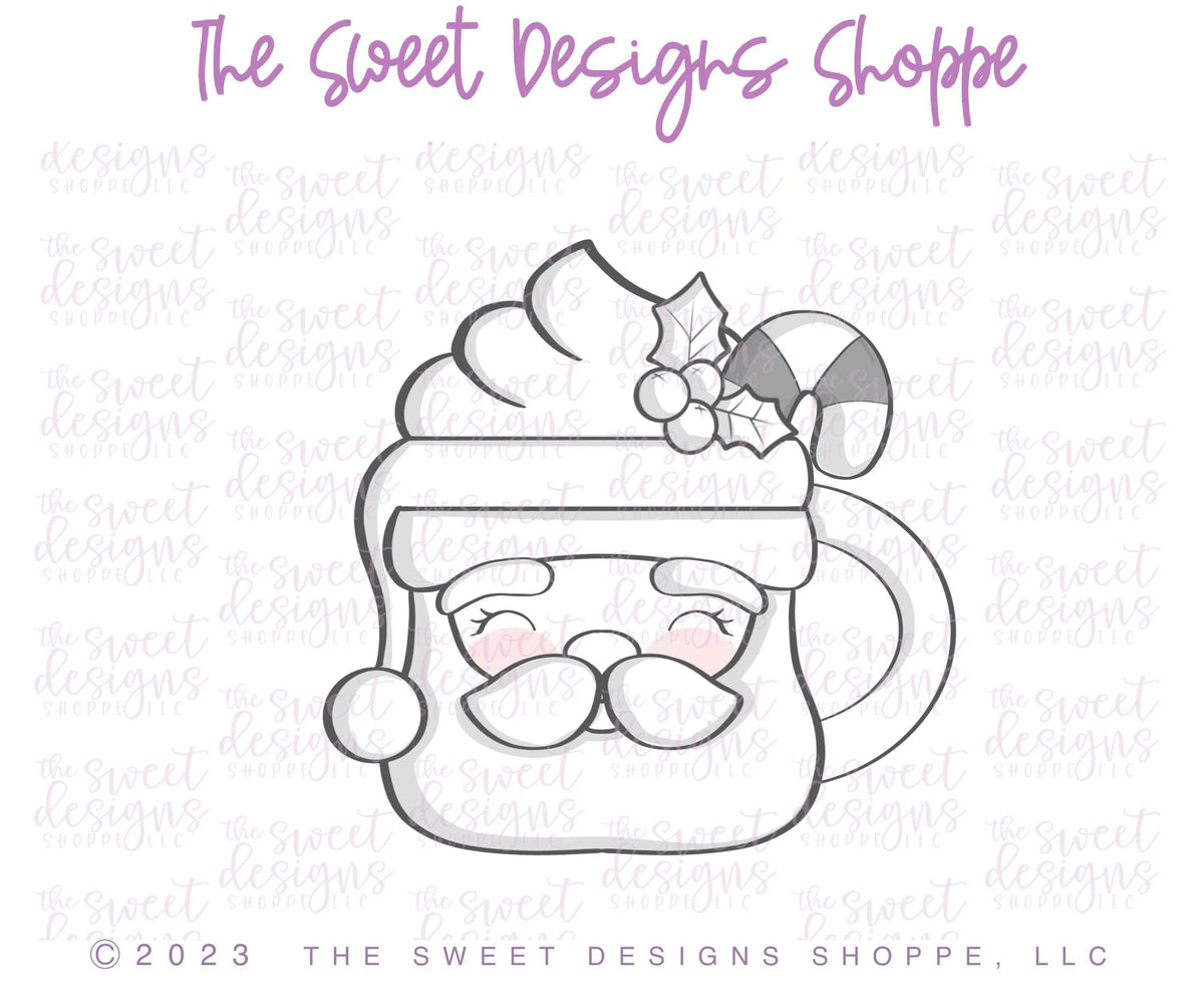 Cookie Cutters - Vintage Santa Mug - Cookie Cutter - The Sweet Designs Shoppe - TSDS - - ALL,beverage,beverages,Christmas,Christmas / Winter,Coffee,Cookie Cutter,Food and Beverage,Food beverages,mug,mugs,Promocode,Santa,Santa Claus,STL