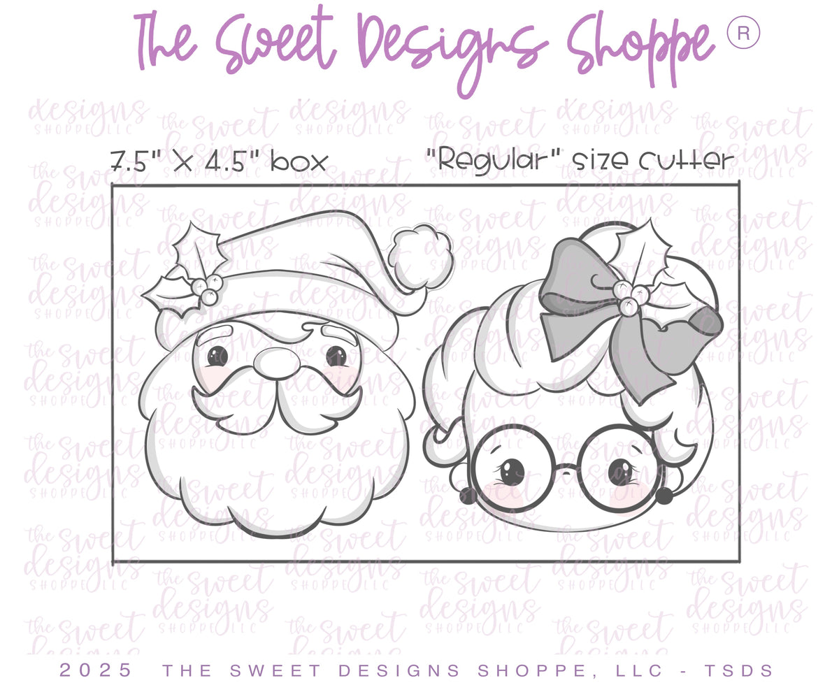 Cookie Cutters - Vintage Simple Santa & Cute Mrs Claus FacesCookie Cutter Set - Set of 2 - Cookie Cutters - The Sweet Designs Shoppe - TSDS - - ALL,Christmas,Christmas / Winter,claus,clause,Cookie Cutter,Mrs Claus,MRS Clause,MrsClaus,MrsClausFace,PLAQUES HANDLETTERING,Promocode,regular sets,Santa,Santa Claus,Santa Face,set,STL