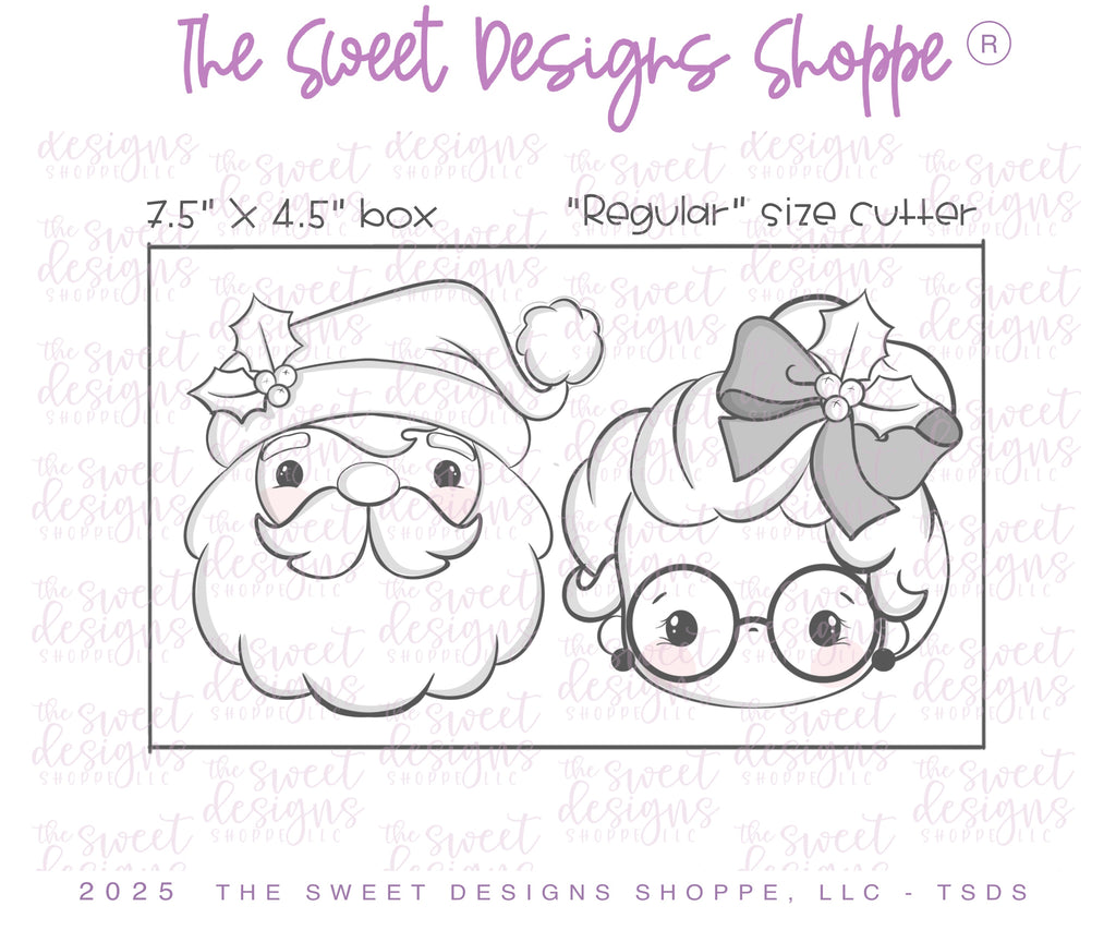 Cookie Cutters - Vintage Simple Santa & Cute Mrs Claus FacesCookie Cutter Set - Set of 2 - Cookie Cutters - The Sweet Designs Shoppe - TSDS - - ALL,Christmas,Christmas / Winter,claus,clause,Cookie Cutter,Mrs Claus,MRS Clause,MrsClaus,MrsClausFace,new,PLAQUES HANDLETTERING,Promocode,regular sets,Santa,Santa Claus,Santa Face,set,STL